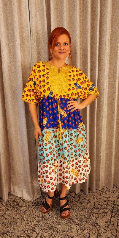 Vestido Flores Doradas